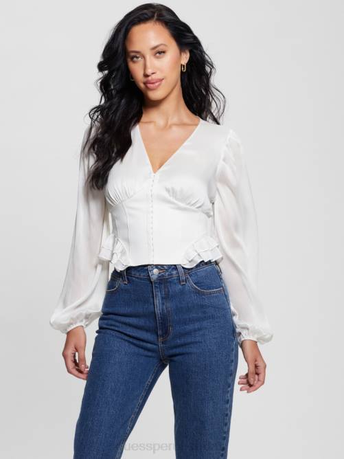 GUESS top con corsé ecológico hamiri mujer 0P8X1160 paloma blanca vestir