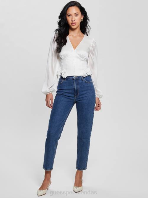 GUESS top con corsé ecológico hamiri mujer 0P8X1160 paloma blanca vestir