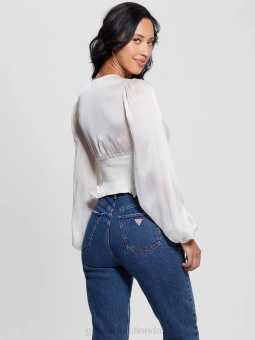 GUESS top con corsé ecológico hamiri mujer 0P8X1160 paloma blanca vestir