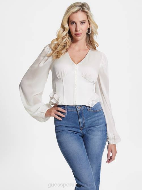 GUESS top con corsé ecológico hamiri mujer 0P8X1160 paloma blanca vestir