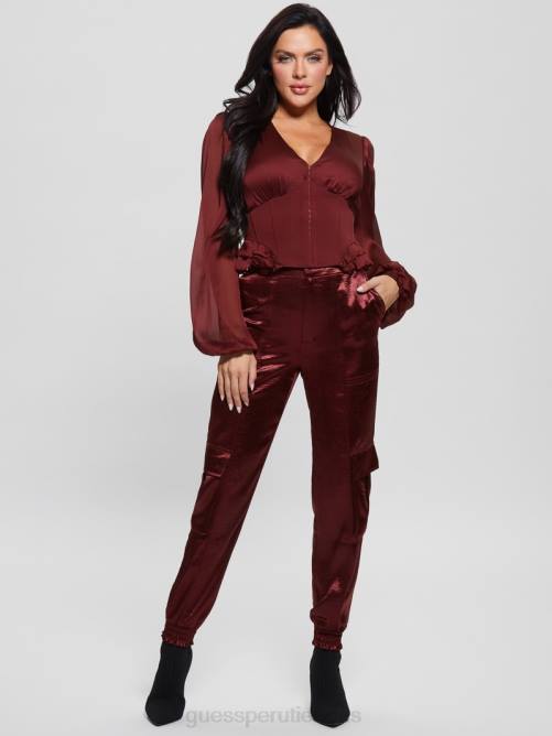GUESS top con corsé ecológico hamiri mujer 0P8X1279 vino místico vestir