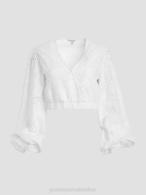 GUESS top con ojales stella mujer 0P8X988 blanco puro vestir