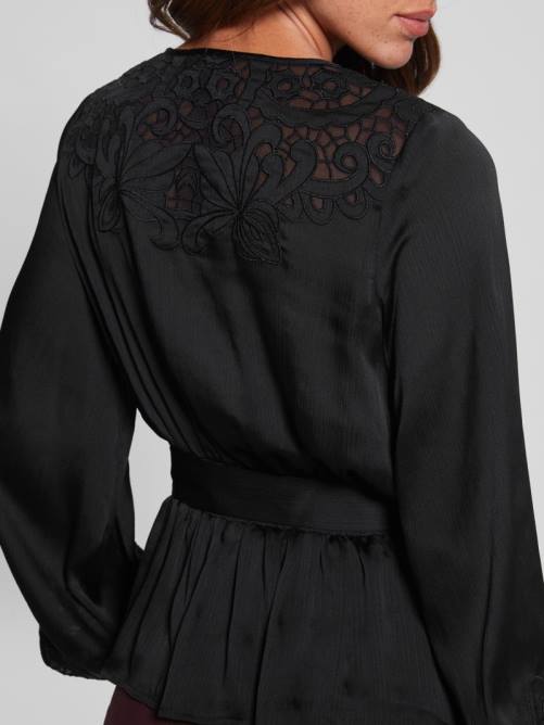 GUESS top cruzado eco adora mujer 0P8X1623 negro vestir