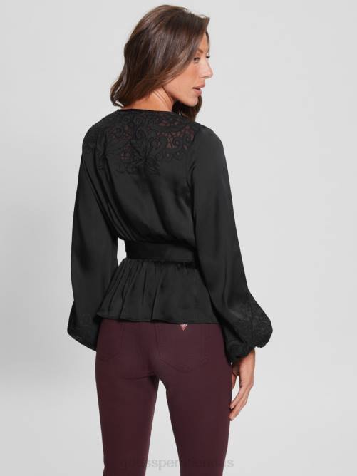 GUESS top cruzado eco adora mujer 0P8X1623 negro vestir