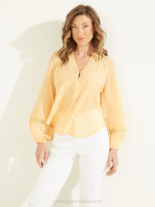 GUESS top de gasa ryan mujer 0P8X1662 ligeramente melocotón multi vestir
