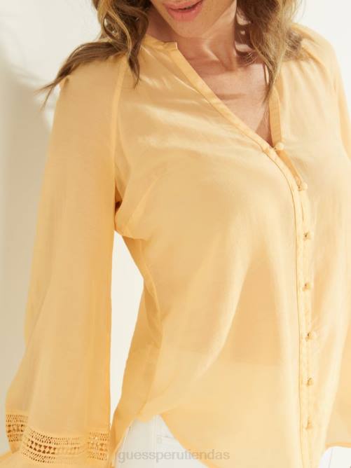 GUESS top de gasa ryan mujer 0P8X1662 ligeramente melocotón multi vestir