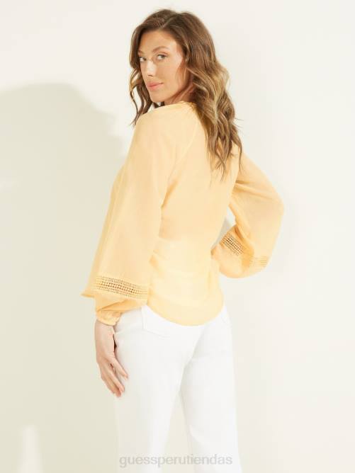 GUESS top de gasa ryan mujer 0P8X1662 ligeramente melocotón multi vestir