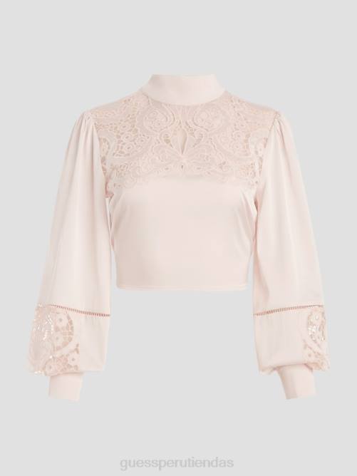 GUESS top eco angela con espalda abierta mujer 0P8X931 blanco crema vestir