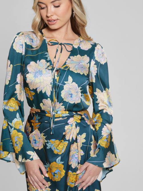 GUESS top eco faiza mujer 0P8X1654 futuro estampado floral azul vestir