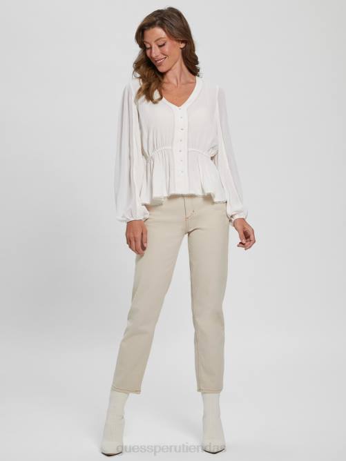 GUESS top eco hera mujer 0P8X1646 blanco crema vestir