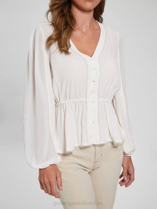 GUESS top eco hera mujer 0P8X1646 blanco crema vestir