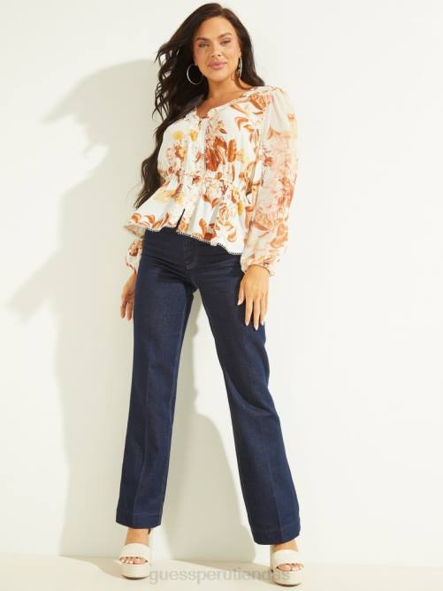 GUESS top eco hera mujer 0P8X1673 estampado floral bosque blanco vestir