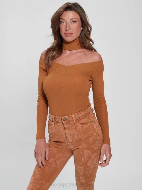 GUESS top eco kamia con aberturas mujer 0P8X1331 miel ambarina vestir