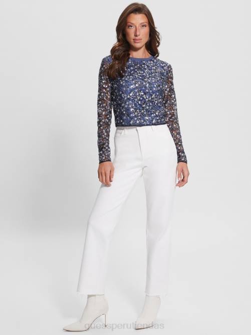GUESS top elisa con lentejuelas florales mujer 0P8X1530 pequeña flor de lentejuelas vestir
