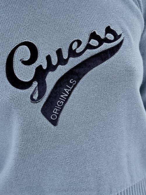 GUESS suéter original con logo ecológico mujer 0P8X1267 algodón azul vestir