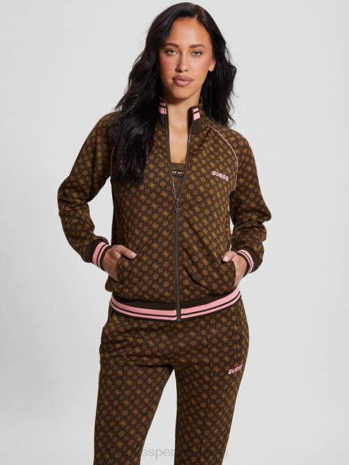 GUESS sudadera eco aggie con cierre completo mujer 0P8X1739 olograma marrón aop vestir