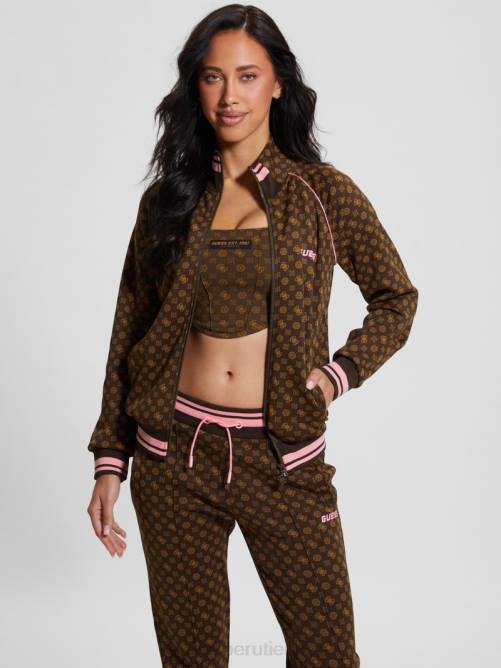 GUESS sudadera eco aggie con cierre completo mujer 0P8X1739 olograma marrón aop vestir