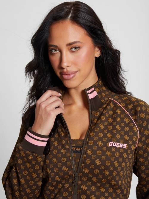 GUESS sudadera eco aggie con cierre completo mujer 0P8X1739 olograma marrón aop vestir