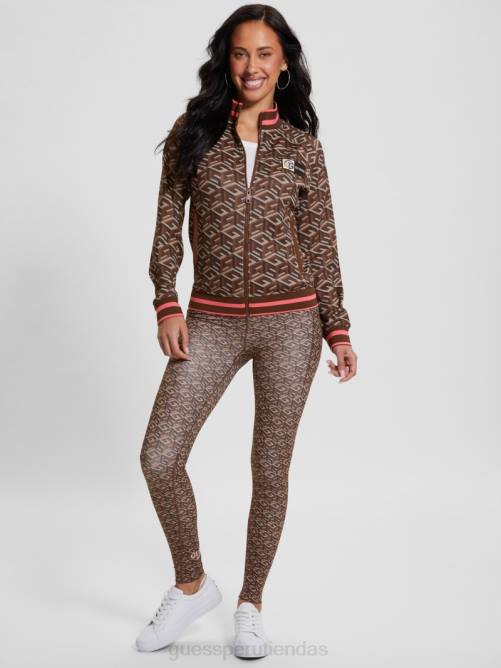 GUESS sudadera eco g-cube active con cremallera mujer 0P8X1738 raya g-cube marrón vestir