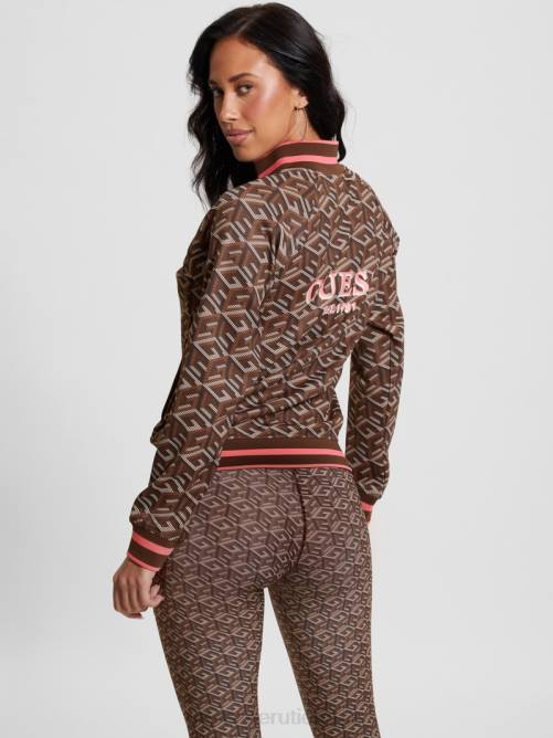 GUESS sudadera eco g-cube active con cremallera mujer 0P8X1738 raya g-cube marrón vestir
