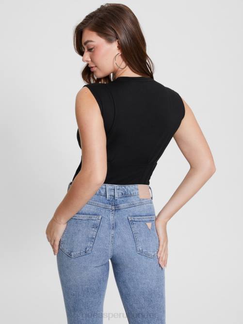 GUESS camiseta con corsé de rosas tigre mujer 0P8X1011 negro vestir