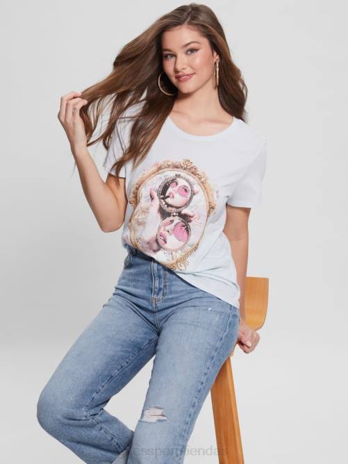 GUESS camiseta con espejo de lápiz labial mujer 0P8X1497 aire fresco vestir