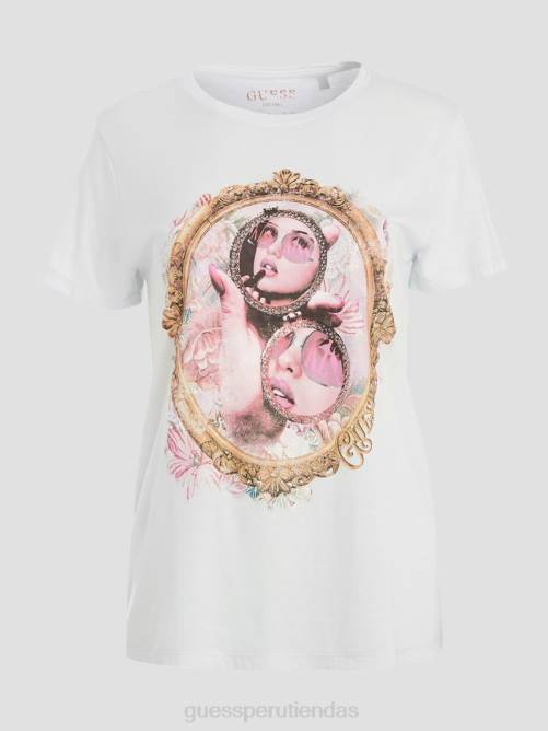 GUESS camiseta con espejo de lápiz labial mujer 0P8X1497 aire fresco vestir