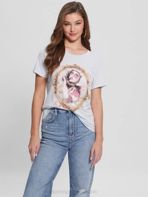 GUESS camiseta con espejo de lápiz labial mujer 0P8X1497 aire fresco vestir