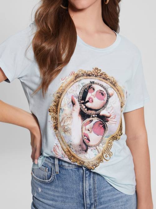 GUESS camiseta con espejo de lápiz labial mujer 0P8X1497 aire fresco vestir