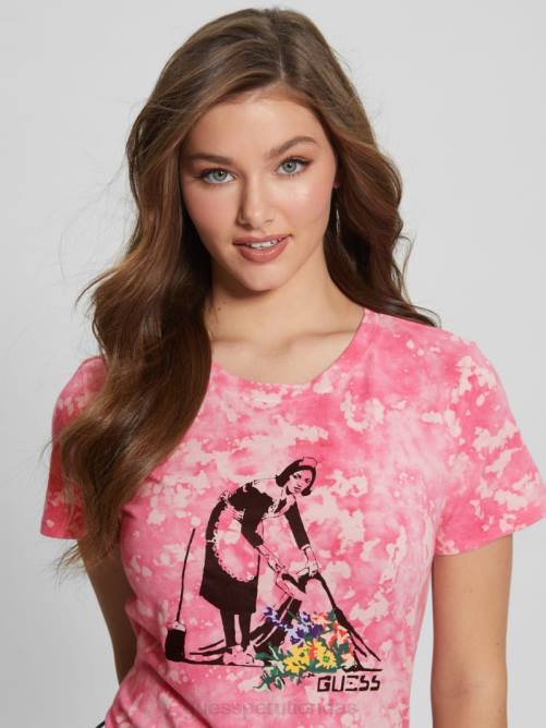 GUESS camiseta con estampado de niña de las flores mujer 0P8X1171 mañana rosa multi vestir