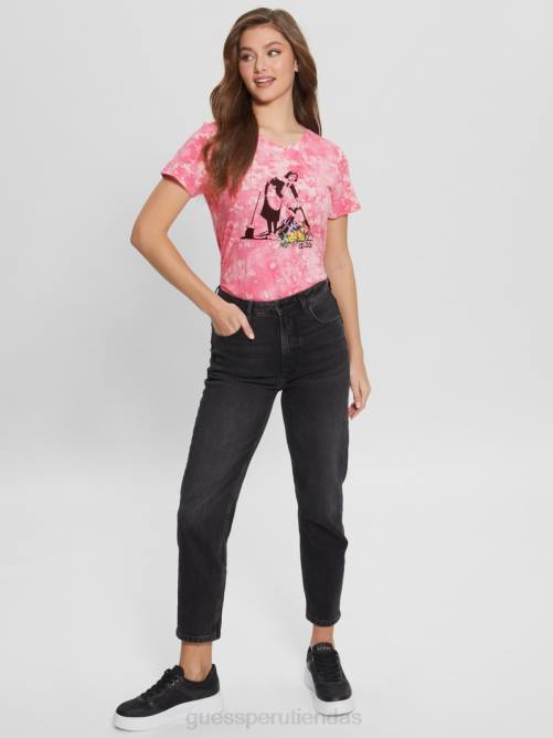 GUESS camiseta con estampado de niña de las flores mujer 0P8X1171 mañana rosa multi vestir