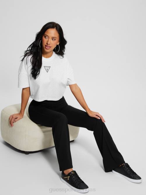 GUESS camiseta con estrellas y logo de strass mujer 0P8X963 blanco puro vestir
