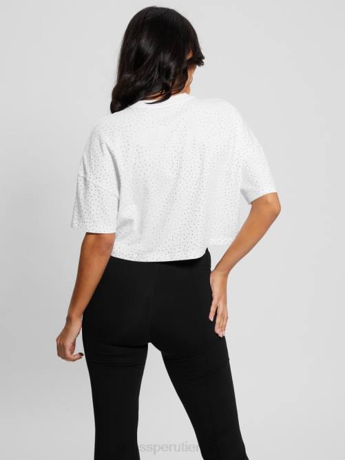 GUESS camiseta con estrellas y logo de strass mujer 0P8X963 blanco puro vestir