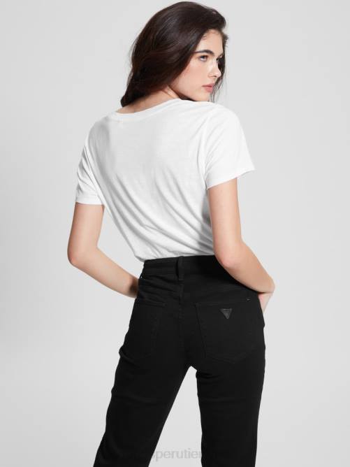 GUESS camiseta con logo de cristal eco 1981 mujer 0P8X1223 blanco puro vestir