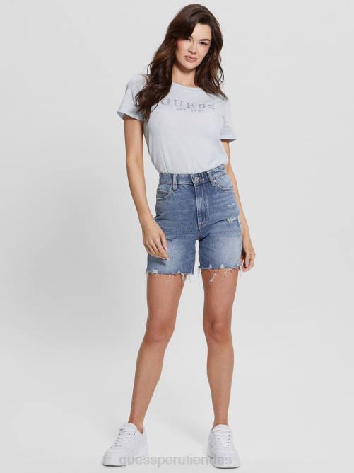 GUESS camiseta con logo de cristal eco 1981 mujer 0P8X1474 helio vestir