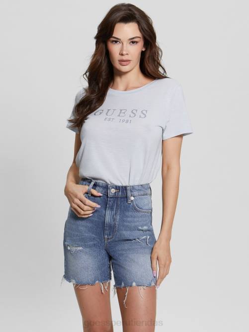 GUESS camiseta con logo de cristal eco 1981 mujer 0P8X1474 helio vestir