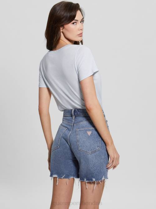 GUESS camiseta con logo de cristal eco 1981 mujer 0P8X1474 helio vestir