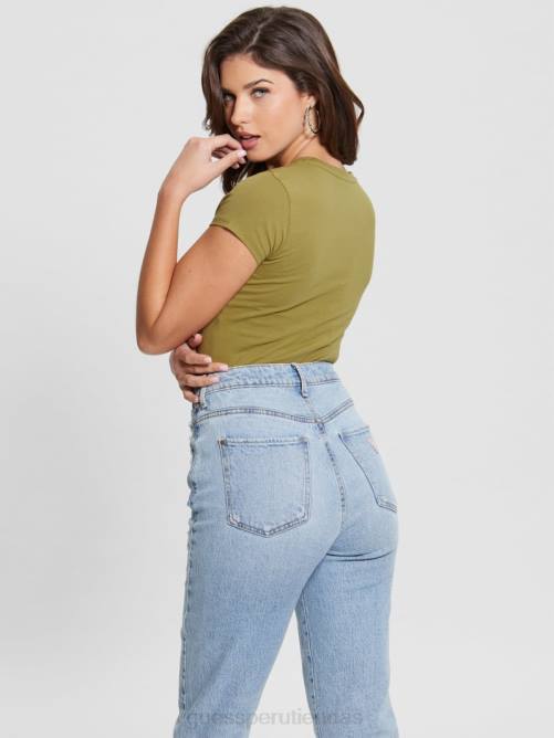 GUESS camiseta con logo de hibisco ecológico mujer 0P8X1677 desembocadura del río verde vestir