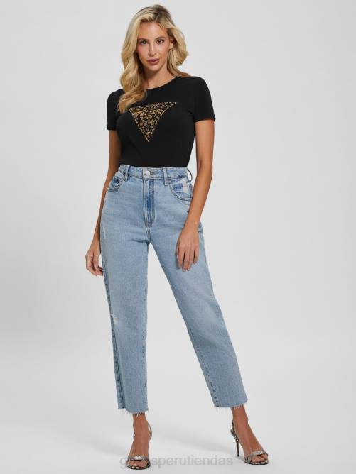 GUESS camiseta con logo de lidia mujer 0P8X1442 negro vestir