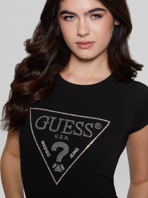 GUESS camiseta con logo de strass mujer 0P8X1058 negro vestir