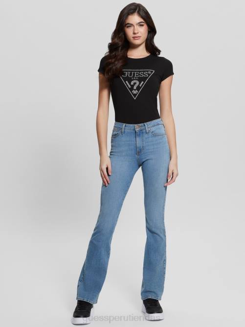 GUESS camiseta con logo de strass mujer 0P8X1058 negro vestir