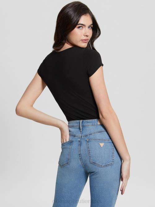 GUESS camiseta con logo de strass mujer 0P8X1058 negro vestir