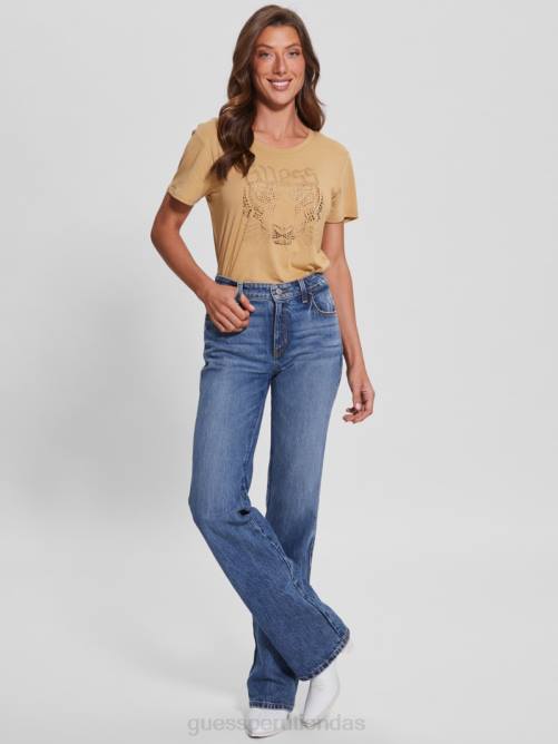 GUESS camiseta con logo de tigre mujer 0P8X1693 arena del sahara vestir