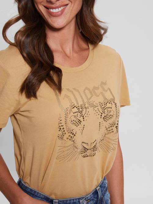 GUESS camiseta con logo de tigre mujer 0P8X1693 arena del sahara vestir