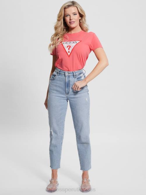 GUESS camiseta con logo de triángulo ecológico mujer 0P8X1142 plastico rosa vestir