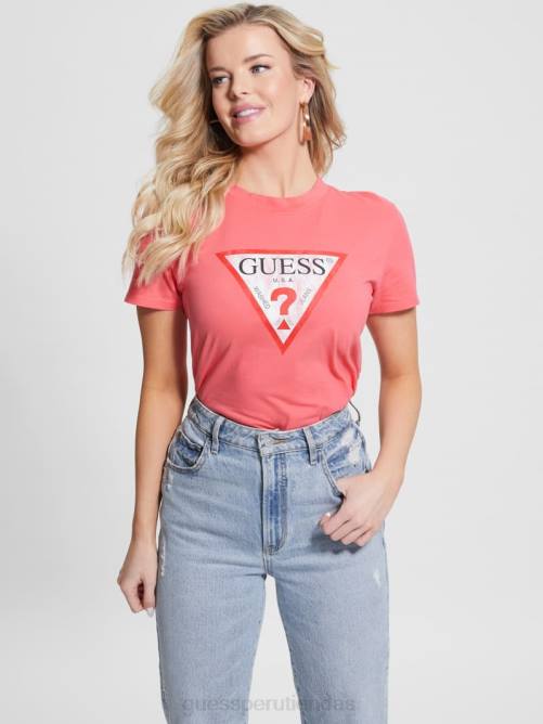 GUESS camiseta con logo de triángulo ecológico mujer 0P8X1142 plastico rosa vestir