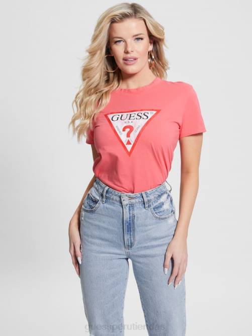 GUESS camiseta con logo de triángulo ecológico mujer 0P8X1142 plastico rosa vestir