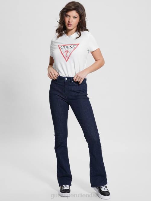 GUESS camiseta con logo de triángulo ecológico mujer 0P8X1217 blanco puro vestir
