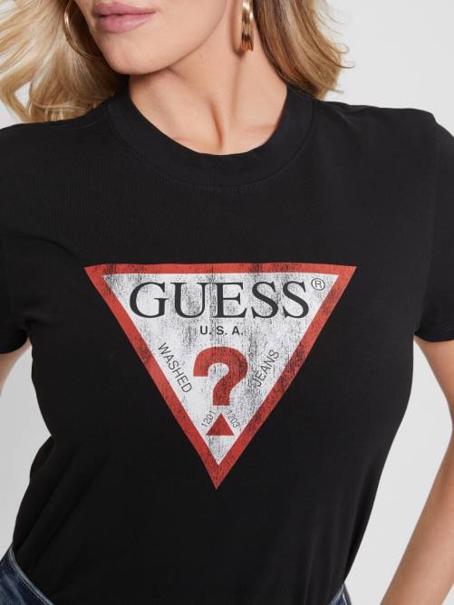 GUESS camiseta con logo de triángulo ecológico mujer 0P8X1537 negro vestir