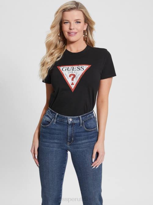 GUESS camiseta con logo de triángulo ecológico mujer 0P8X1537 negro vestir